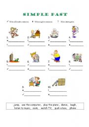 English Worksheet: Simple past sentences