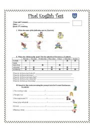 English Worksheet: Test about sports and frequency adverbs