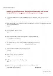 English Worksheet: Rephrasing Mix