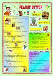 English Worksheet: PEANUT BUTTER - some info (the key included)