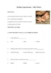 English Worksheet: LITTLE CHICKEN