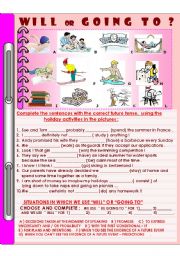 English Worksheet: HOLIDAYS! Practice WILL and GOING TO