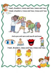 English Worksheet: head, shoulders, knees and toes