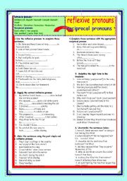 English Worksheet: revision test: reflexive pronouns and reciprocal pronouns