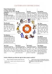 English Worksheet: Clothes and Chinese Horoscope