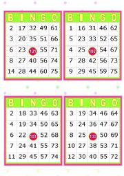 English Worksheet: 28 BINGO CARDS  (American  Bingo)