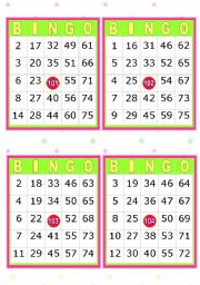 English Worksheet: 28 BINGO CARDS  (American  Bingo)