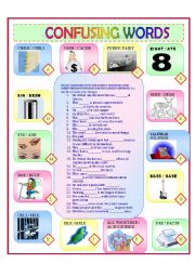 English Worksheet: CONFUSING WORDS