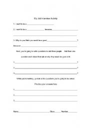 English worksheet: Job Interview activity