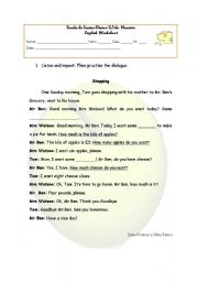 English worksheet: Shopping