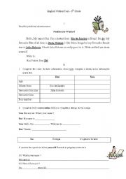 English Worksheet: Personal Identification 6th Grade