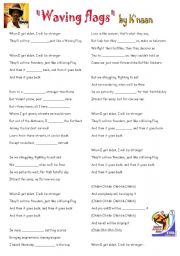 English Worksheet: listening waving flags