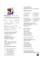 English Worksheet: World cup 2010 song