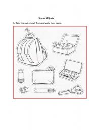 English Worksheet: School Objects