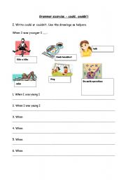 English worksheet: Could, couldnt