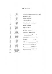 English worksheet: Number worksheet