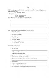 English Worksheet: CAN