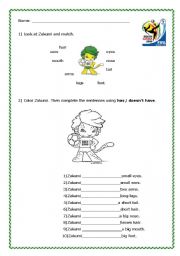 English Worksheet: Zakumi - World cup 