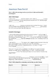 English worksheet: American Teen Part II and III