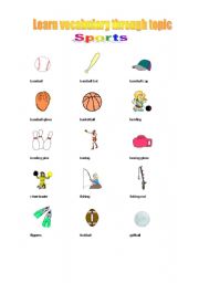English worksheet: Learn vocabulary through topics (sport)
