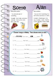 English Worksheet: Some & A/An