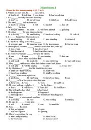 English Worksheet: mixed tense - multiple choice