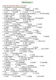 English Worksheet: mixed tense - multiple choice 3