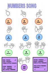 English Worksheet: NUMBERS  SONG