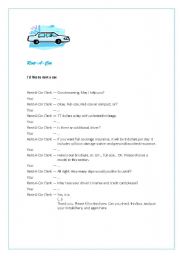 English worksheet: Rent a car