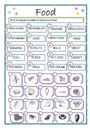 English Worksheet: FOOD -MATCH UP