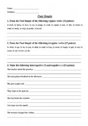 English Worksheet: past simple