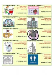 English Worksheet: Tabu game - Past Simple and Places in the City