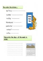 English Worksheet: DAYS OF THE WWEK