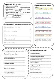 English Worksheet: TO BE