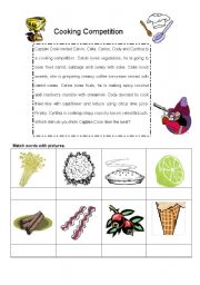 English Worksheet: Food, for teaching pronounciation with the letter c