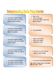 English Worksheet: telephoning Role Play Cards