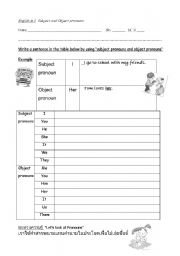 English worksheet: pronoun worksheets 