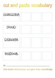 English Worksheet: cut and paste vocabulary