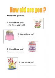 English Worksheet: How old are you?