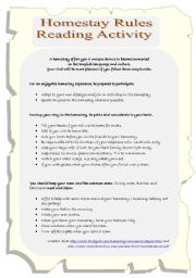 English Worksheet: homestay rules