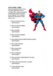 English Worksheet: What makes a hero?