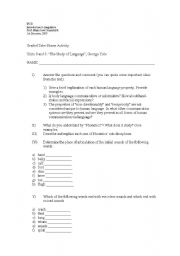 English Worksheet: lingustics questionaire