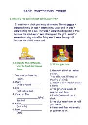 English Worksheet: PAST CONTINUOUS TENSE