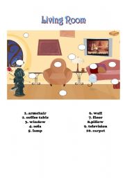 English Worksheet: living room