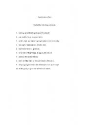 English worksheet: Easy Capitalization Quiz/Exercise