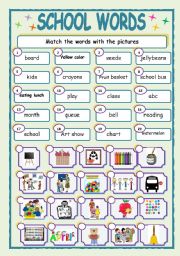 English Worksheet: SCHOOL WORDS