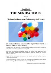 English Worksheet: The British Press: Balloon man a newspaper article 4