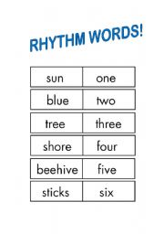English worksheet: Rhythm words!