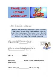 English worksheet: TRAVEL AND LEISURE VOCABULARY