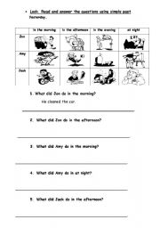English worksheet: look at the table then answer the questions